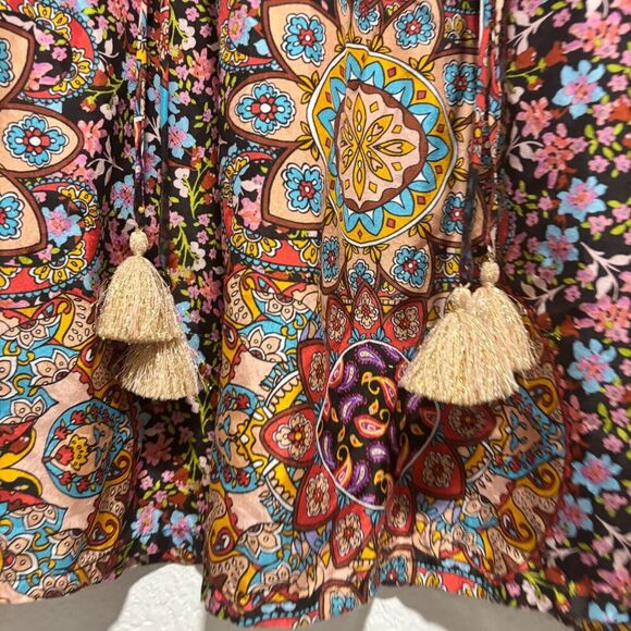 Johnny Was Multi Mandala Margot Paisley Floral Print Bell Sleeve Blouse S (FLAW) - Picture 5 of 8